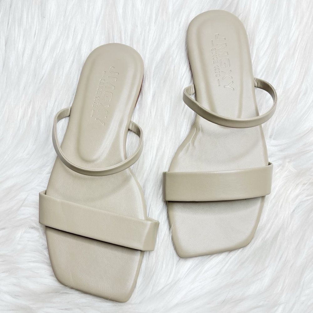 JMGXY Flat Slide On Strappy Sandals Taupe Size 5.5